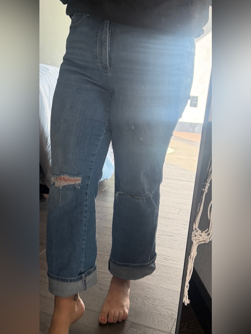 Dark Blue Distressed Women's Jeans